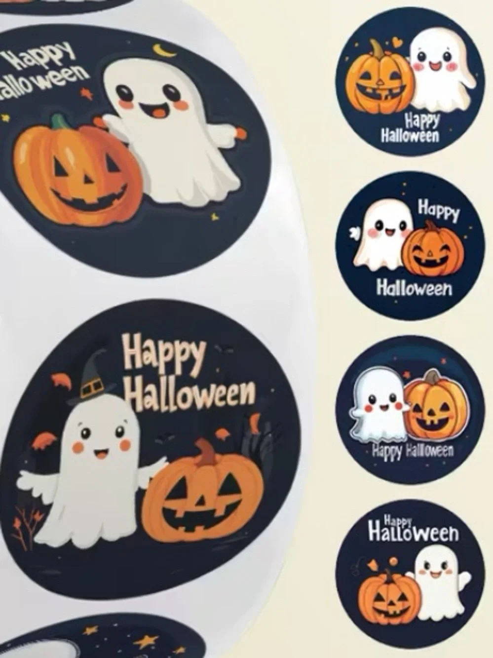 Halloween Ghost & Pumpkin Sticker Roll - 500 PCS